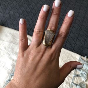 Gold druzy ring-adjustable